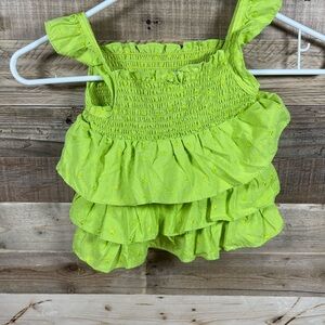 Kidgets Lime Green Smocked Eyelet Ruffles Girls (4T) Shirt Sleeveless Tank Top